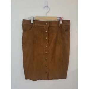 Faux Suede Button-up Skirt